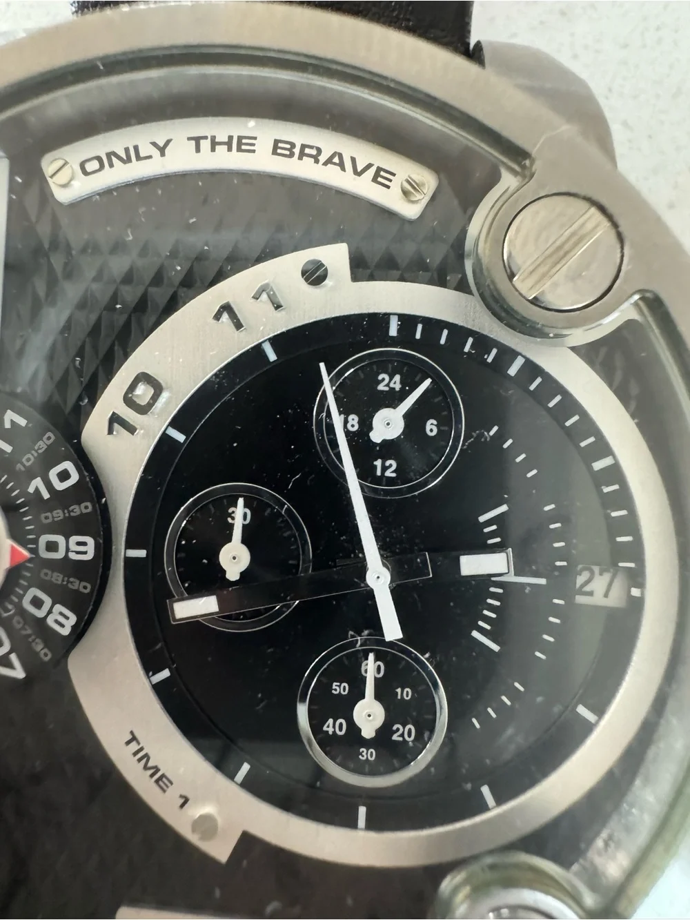 Authentic Diesel Little Daddy dual time chronograph watch, model DZ7256